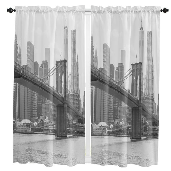 New York City Bridge Building Curtain For Living Room Kids Bedroom Kitchen Window Curtains Home Interior Drapes