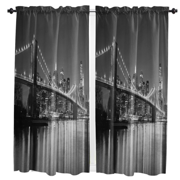 New York City Bridge Building Curtain For Living Room Kids Bedroom Kitchen Window Curtains Home Interior Drapes