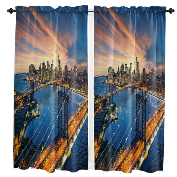 New York City Bridge Building Curtain For Living Room Kids Bedroom Kitchen Window Curtains Home Interior Drapes