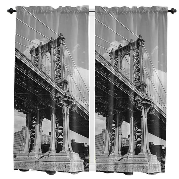 New York City Bridge Building Curtain For Living Room Kids Bedroom Kitchen Window Curtains Home Interior Drapes