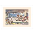 thumbnail image 1 of New York City - Brooklyn Bridge - Pan American World Airways - Vintage Airline Travel Poster by Dong Kingman c.1950 - Bamboo Fine Art 290gsm Paper Print (Unframed) 24x32in, 1 of 4