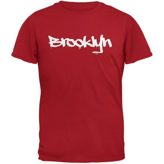 New York City Brooklyn Graffiti Red Adult T-Shirt - Medium