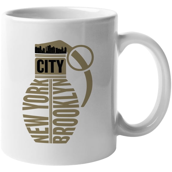 New York City Brooklyn Typography, White 11oz Ceramic Mug