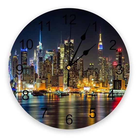 New York City Buildings Clocks Wall Home Decor Modern Kitchen Room Bedroom Living Room Decor Wall Clock