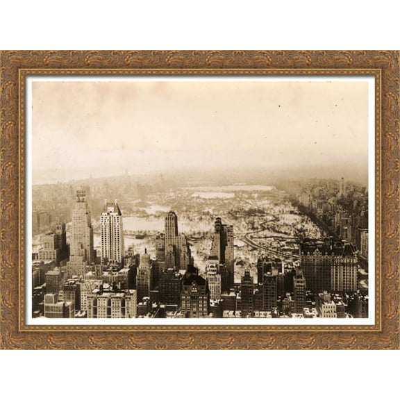 New York City Central Park - 1935 38x28 Large Gold Ornate Wood Framed Canvas Art