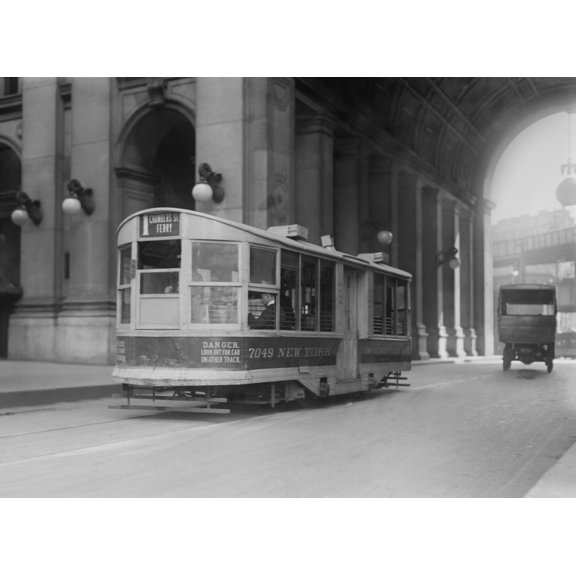 New York City Chambers Street Trolley Was Powered By Expensive Conduit Electric Current Under The Roadway. Typical Overhead Wires Were Forbidden In New York City'S Manhattan Borough. In The 1920S