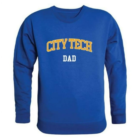 New York City College of Technology Yellow Jackets Dad Crewneck Sweatshirt, Royal - Small