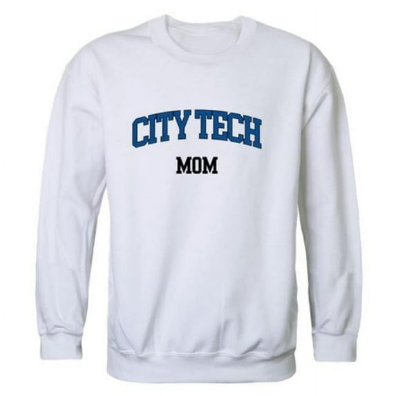 New York City College of Technology Yellow Jackets Mom Crewneck Sweatshirt, White - Large