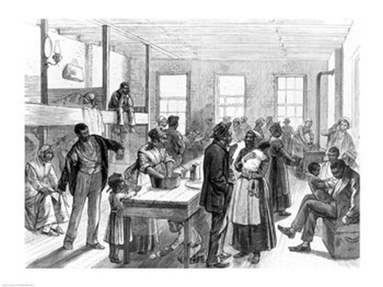 New York City - Coloured Refugees from Arkansas Awaiting Transportation to Liberia Canvas Art - (36 x 24)