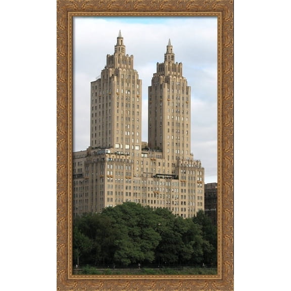 New York City Eldorado Buildings 24x40 Large Gold Ornate Wood Framed Canvas Art