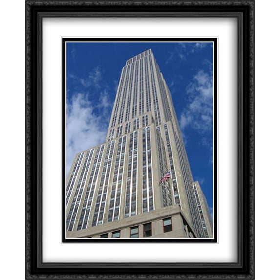 New York City Empire State Building 2x Matted 28x34 Large Black Ornate Framed Art Print by The Cityscape Art Print Series