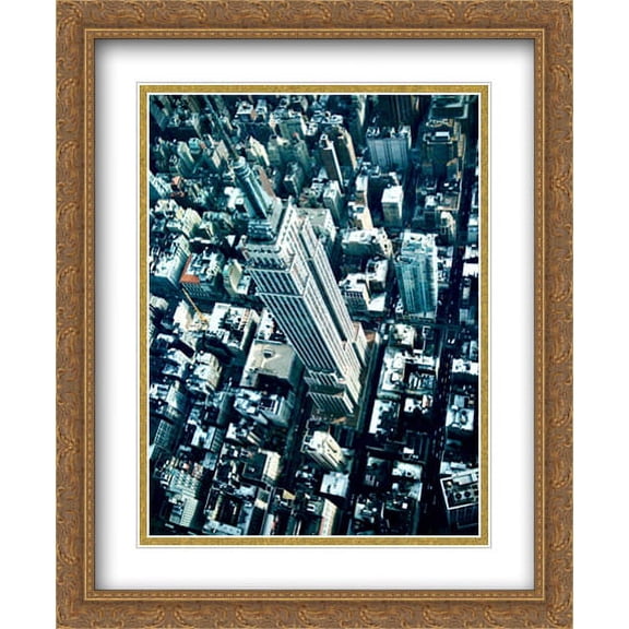 New York City Empire State Building 2x Matted 28x34 Large Gold Ornate Framed Art Print by The Cityscape Art Print Series