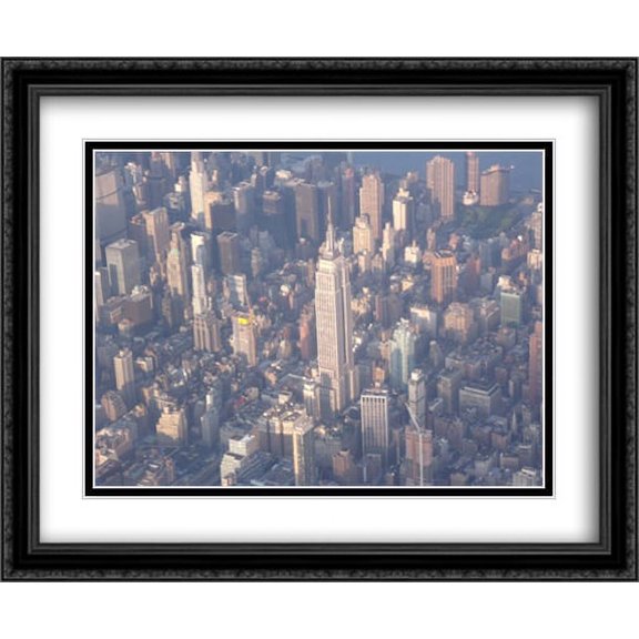 New York City Empire State Building 2x Matted 34x28 Large Black Ornate Framed Art Print by The Cityscape Art Print Series