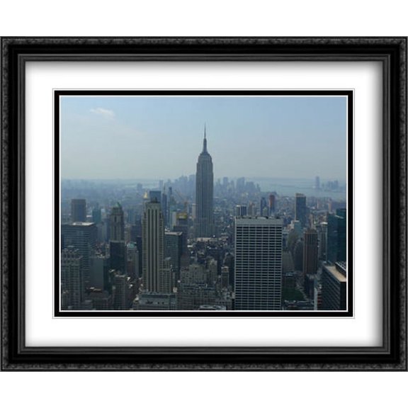 New York City Empire State Building 2x Matted 34x28 Large Black Ornate Framed Art Print by The Cityscape Art Print Series