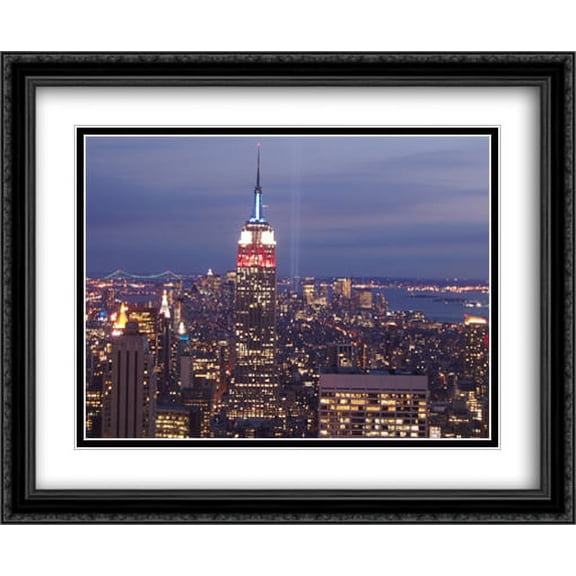 New York City Empire State Building 2x Matted 34x28 Large Black Ornate Framed Art Print by The Cityscape Art Print Series