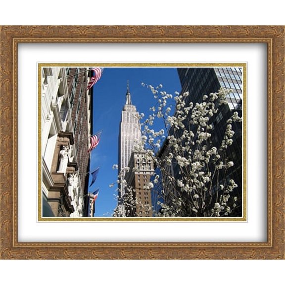 New York City Empire State Building 2x Matted 34x28 Large Gold Ornate Framed Art Print by The Cityscape Art Print Series