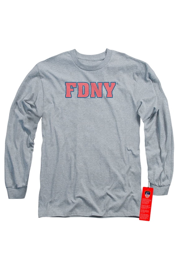 New York City Fdny Long Sleeve Adult 18/1 T-Shirt Athletic Heather