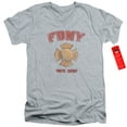 thumbnail image 1 of New York City Fdny Vintage Badge Adult V-Neck T-Shirt 30/1 T-Shirt Athletic Heather, 1 of 1