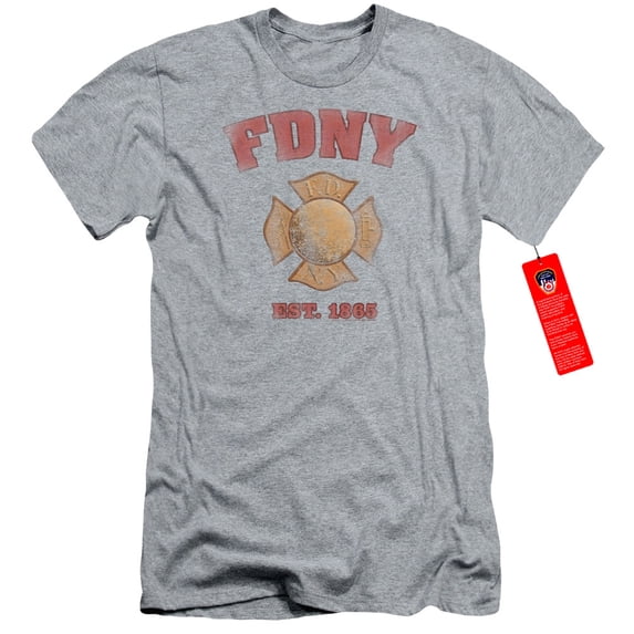 New York City - Fdny Vintage Badge - Slim Fit Short Sleeve Shirt - Medium