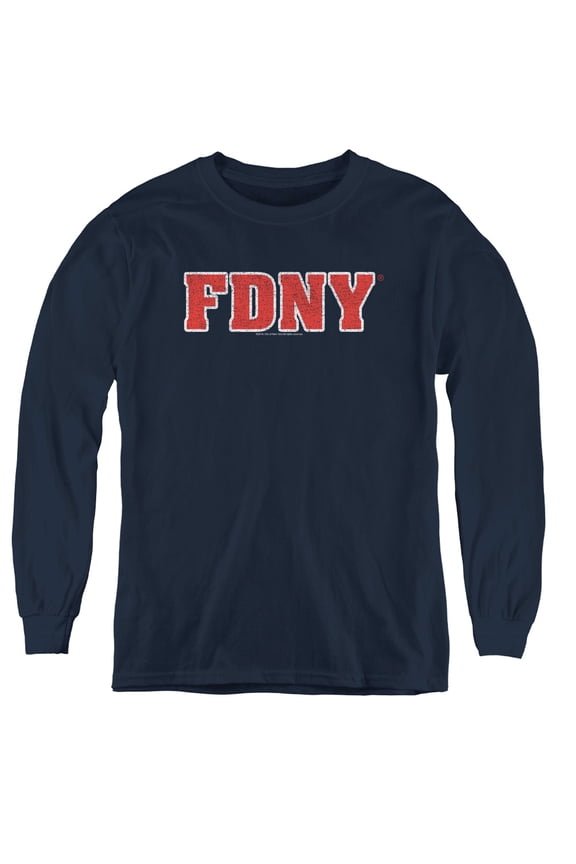 New York City Fdny Youth Long Sleeve T-Shirt Tee Navy