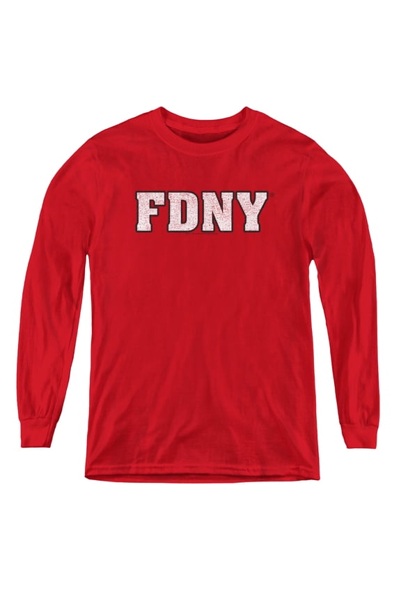 New York City Fdny Youth Long Sleeve T-Shirt Tee Red