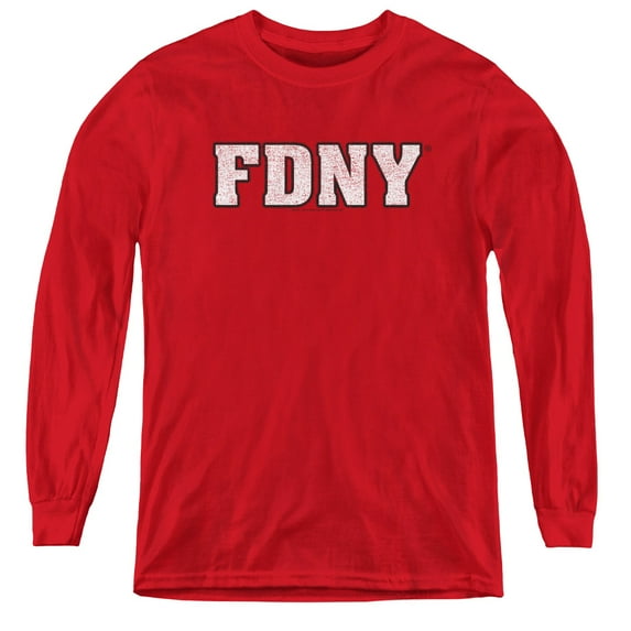 New York City Fdny Youth Long Sleeve T-Shirt Tee Red