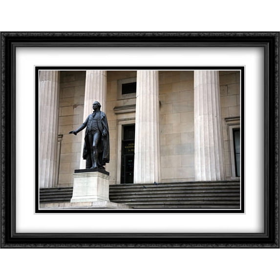 New York City Federal Hall 2x Matted 36x28 Large Black Ornate Framed Art Print by The Cityscape Art Print Series