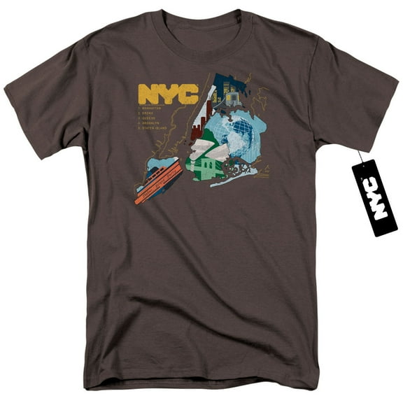 New York City Five Boroughs Adult 18/1 T-Shirt Charcoal