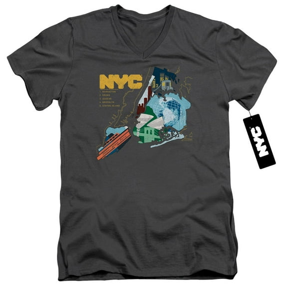 New York City - Five Boroughs - Slim Fit V Neck Shirt - XX-Large