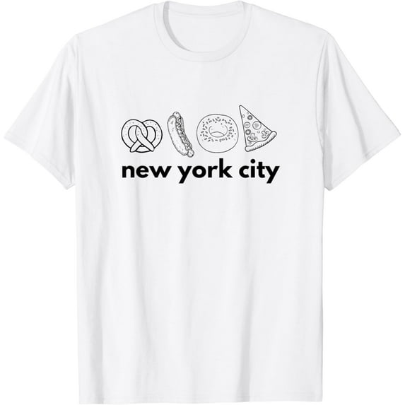 New York City Foods Pretzel, Bagel, Pizza, Hot Dog Cute NYC T-Shirt mens t shirt,white,women,funny,misfits,men,journey