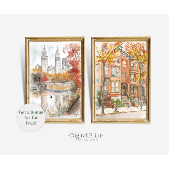 New York City Gallery Set Of Two I Art I Neutral Wall Set I Nyc Fall I Print, Set 2, Poster Only