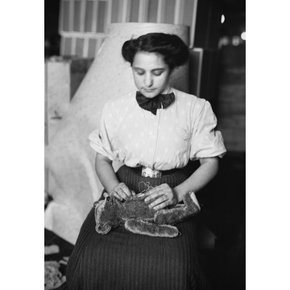 New York City Garment Worker Stuffing A Teddy Bear Toy History (24 x 36)