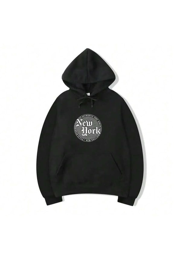 New York City Graphic Print Hoodie Unisex Casual Loose Fit Cotton Crewneck Top Summer Fashion Versatile Basic Tee