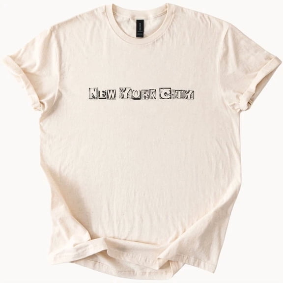 New York City Graphic T Shirt Block Letter Art Cream Tee Nyc Idea Size S-5Xl Heygategoo Tee