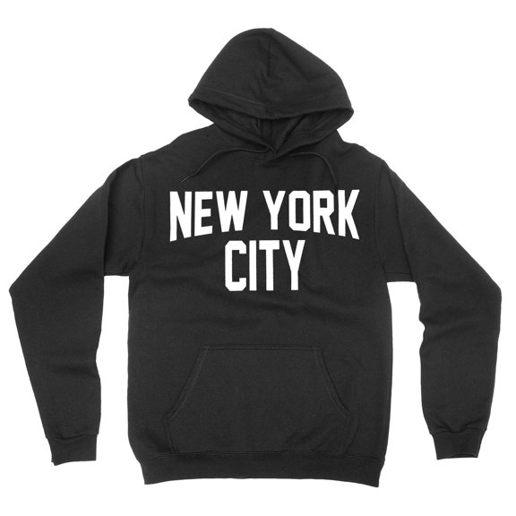 New York City Hoodie Men's Shirt Gray & Black Screen-Printed Sweatshirt Black, Medium