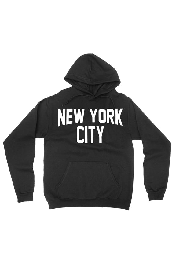 New York City Hoodie Men's Shirt Gray & Black Screen-Printed Sweatshirt Black, Small