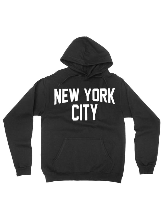New York City Hoodie Men's Shirt Gray & Black Screen-Printed Sweatshirt Black, Small