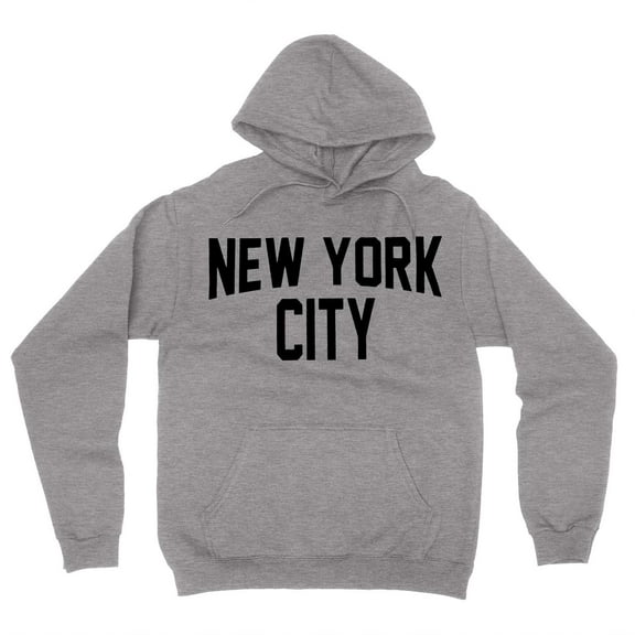New York City Hoodie Men's Shirt Gray & Black Screen-Printed Sweatshirt Gray, 3XL