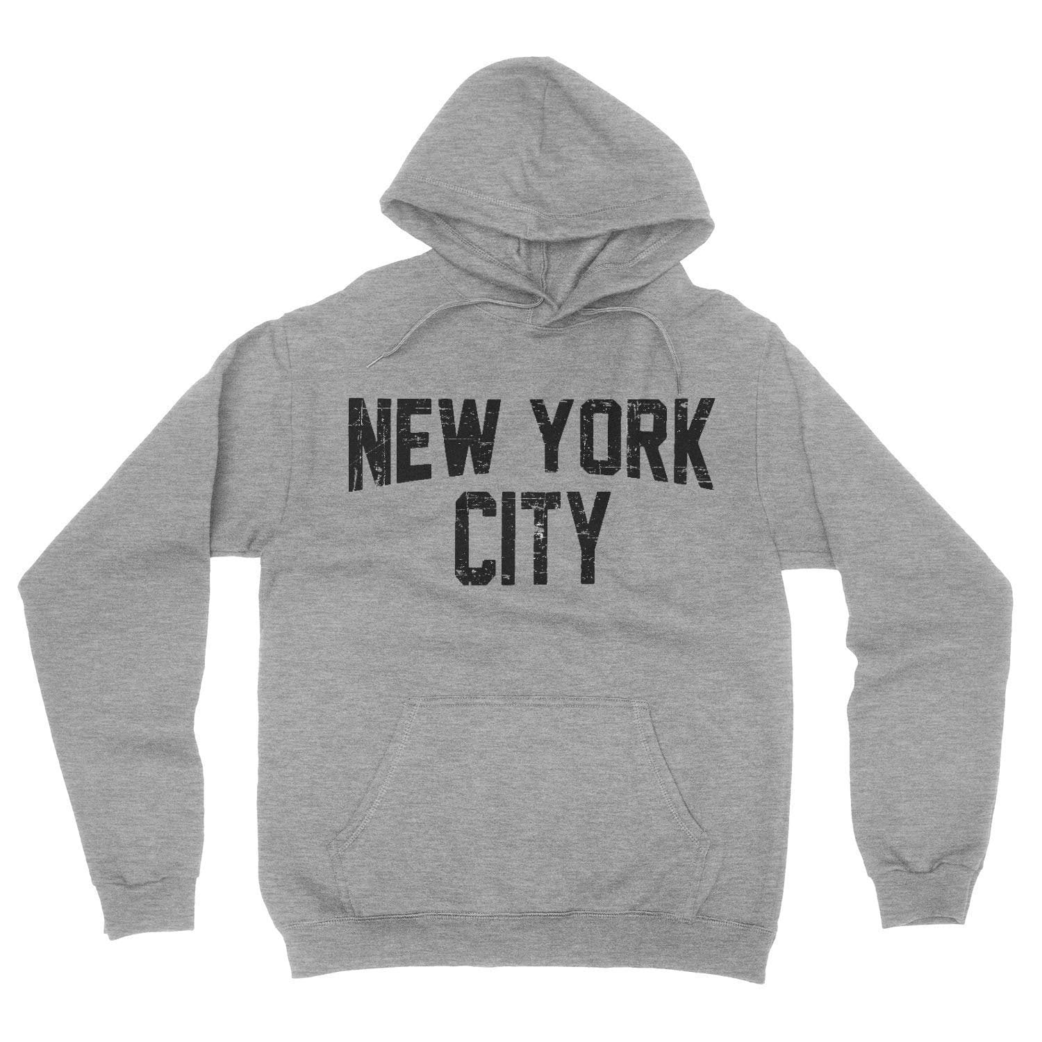 New York City Hoodie Men s Shirt Gray Distressed Screen Printed Sweatshirt Heather Gray 3XL