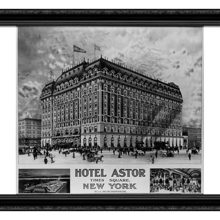 New York City Hotel Astor 30x28 Large Black Ornate Wood Framed Canvas Art