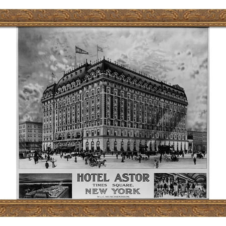 New York City Hotel Astor 30x28 Large Gold Ornate Wood Framed Canvas Art