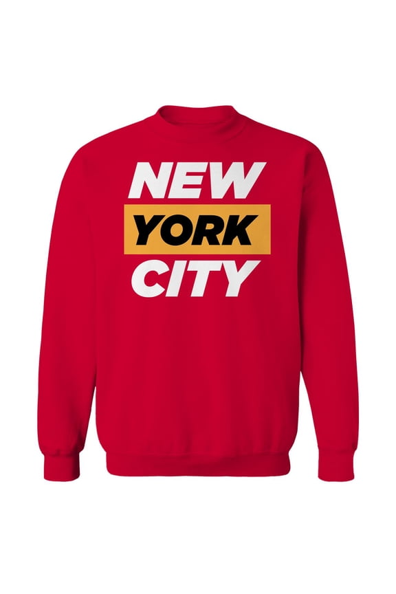 New York City Humor Graphic Red Men's Crewneck Sweatshirt