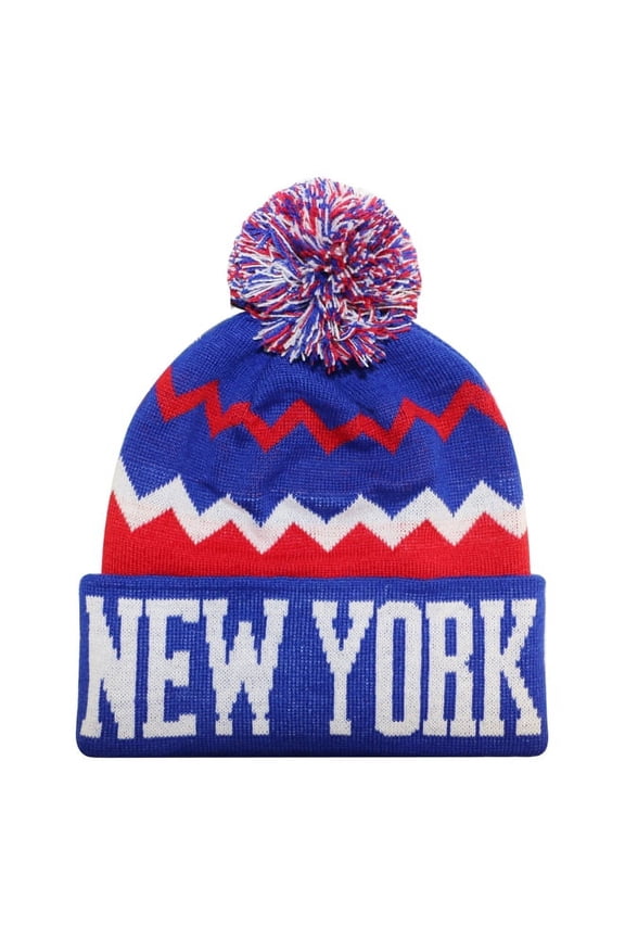 New York City Hunter USA Chevron Zigzag Style Men's Winter Hats (Royal/Red)
