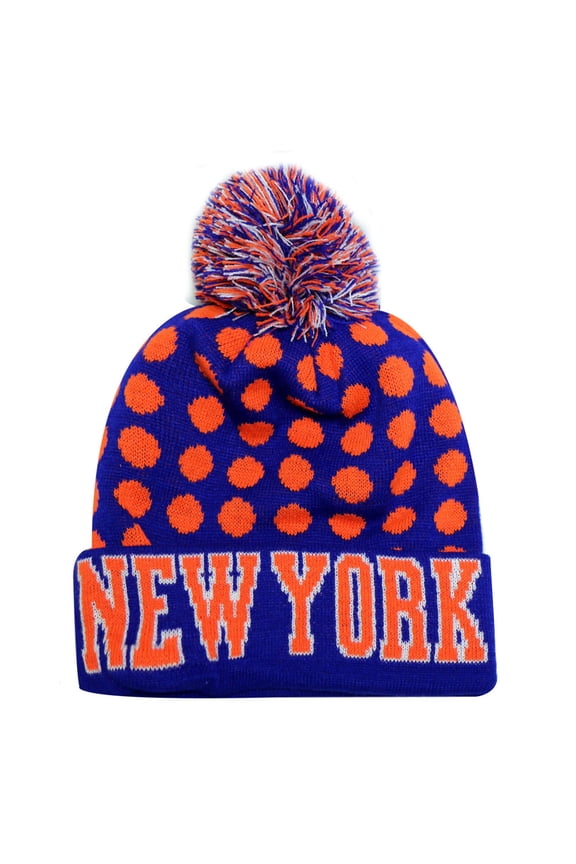 New York City Hunter USA Leopard Spots Style Men's Winter Hats (Royal/Orange)