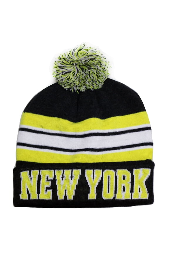 New York City Hunter USA Striped Men's Winter Hats (Black/Yellow)