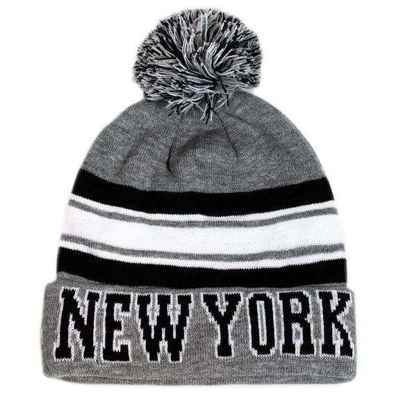New York City Hunter USA Striped Men's Winter Hats (Gray/Black)