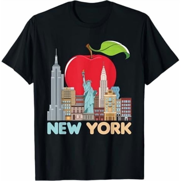 Greenink New York City Iconic Skyline T-Shirt Big Apple State NYC Classic Gift Shirt Women Men Graphic Tees