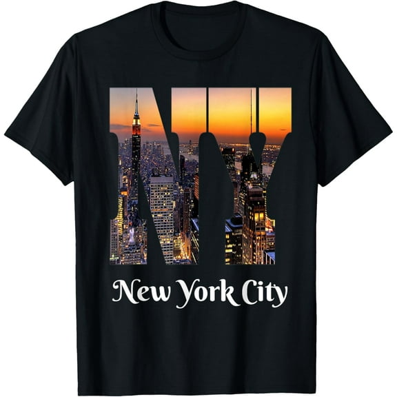 New York City Iconic Skyline T-shirt T-ShirtMen and women, Black T-shirt, size: Extra large