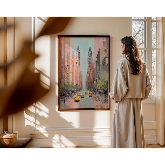 New York City Impressionist Streetscape Oil Painting Poster - 24x36 UNFRAMED