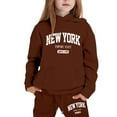 thumbnail image 1 of New York City-Inspired Letter Print Hoodie and Sweatpants Set for Girls – Stylish, Comfy, Everyday Wear with Empire State Design, 1 of 3